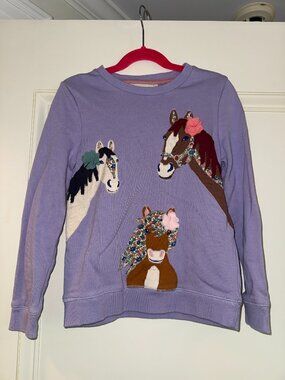 Horse Applique Cotton Sweartshirt